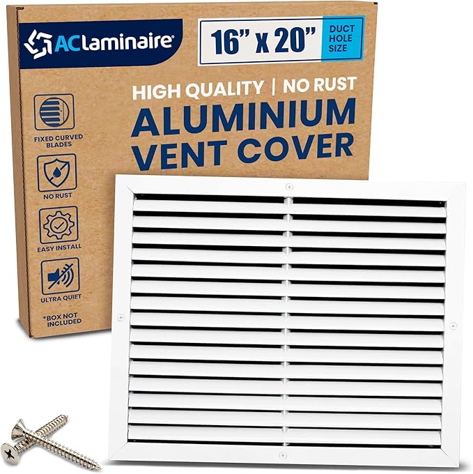 16x20 Inch (Duct Opening) Air Return Vent Cover Decorative – Premium Aluminum AC Vent Cover for Ceiling & Wall, Rustproof Grille, Ideal for Home HVAC Grille, Durable & Easy to Install by ACLAMINAIRE by LAMINAIRE