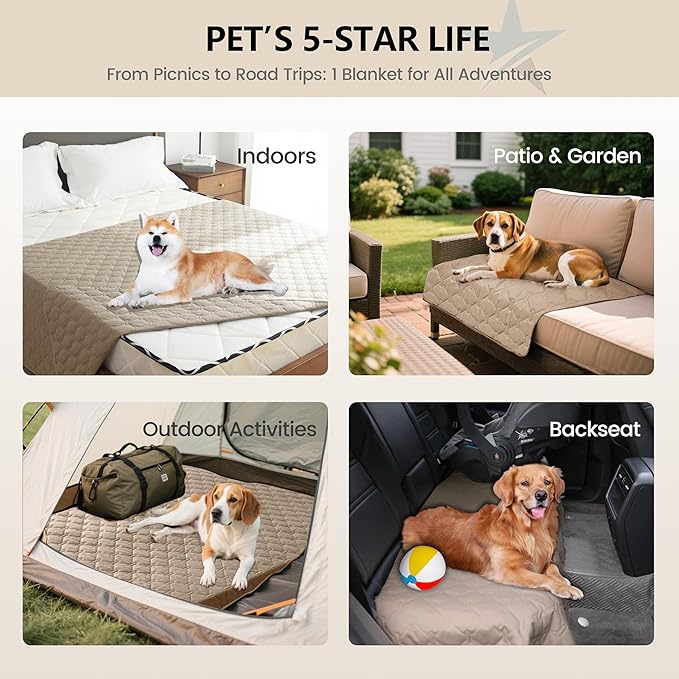 gogobunny 3X Stronger Waterproof Pet Blanket, Scratch Proof Furniture Protector for Dogs Cats, Reversible Cover 30x70 Inch, Dark Beige - Image 2