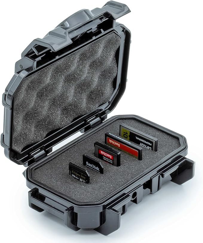 52 Dry Box Protective Case with Pick & Pluck Foam - Travel Safe / Mil Spec / Waterproof / USA Made - for Pistols, Cameras, Phones, Camping, Fishing, Hiking, Traveling, Water Sports, Knives (Black) by EvergreenCases