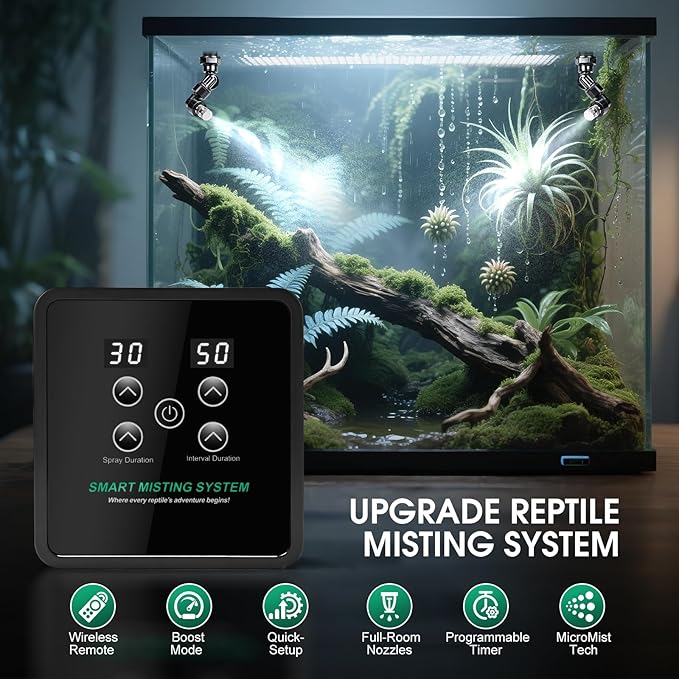 Reptile Mister Humidifier Reptile Mister System with Timer – Auto Terrarium Misting System for Chameleons, Snakes, Frogs, Lizards & Turtles - Image 3