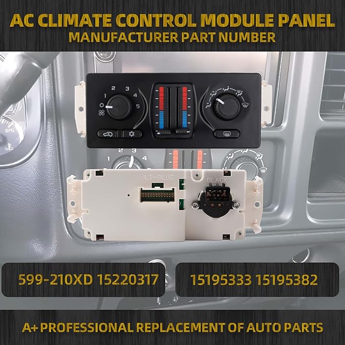 Dasbecan 599-210XD AC Control Panel Compatible with 2003-2007 Chevy Silverado Tahoe Trailblazer Avalanche/GMC Sierra Yukon/Buick Envoy/Cadillac Escalade Climate Control Module - Image 2
