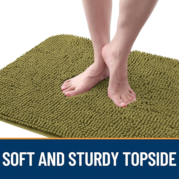 OLANLY Dog Door Mat for Muddy Paws 36x24, Absorbs Moisture and Dirt, Absorbent Non-Slip Washable Doormat, Quick Dry Chenille Mud Mat, Entry Indoor Entryway Carpet for Inside Floor, Willow Green - Image 4