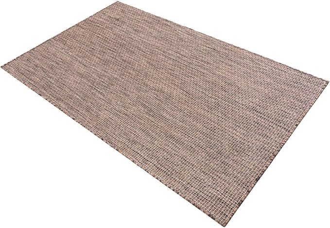 Unique Loom Outdoor Solid Collection Area Rug (3' x 5' 1" Rectangle Light Brown/Ivory) - Image 2