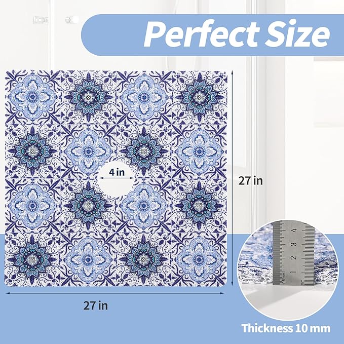 HOMBYS Square Shower Mat Non Slip 27x27 in,Shower Mat with Drain Hole in Middle,Shower Floor Mats for Inside Shower,PVC Loofah Shower Stall Mat,Secure in Shower Mat,Boho Bath Mats for Shower - Image 8