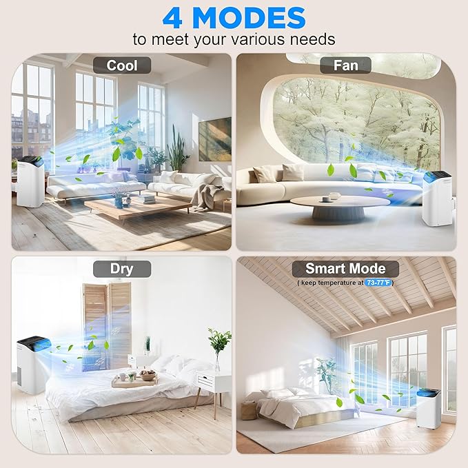 14000 BTU Portable Air Conditioners with Remote Control, 3-in-1 Free Standing Cooling AC Unit with Fan & Dehumidifier, Cools Room up to 700 sq.ft, Smart/Sleep Mode,3 Speed,Auto Swing,24H Timer - Image 3