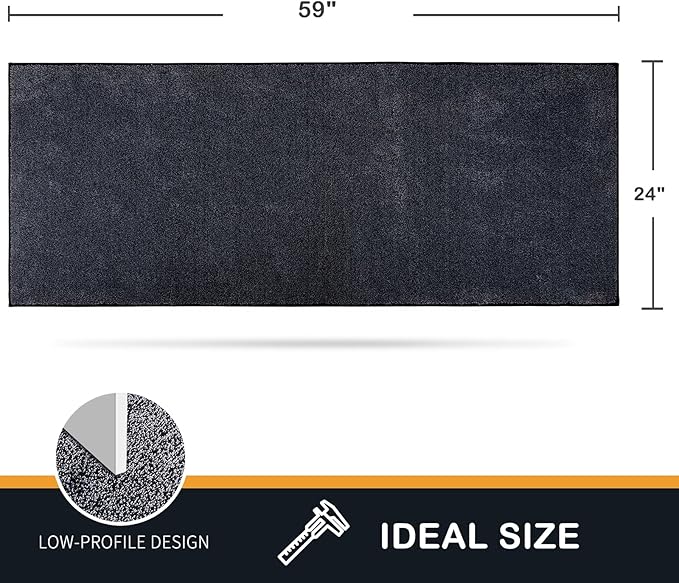 PURRUGS Dirt Trapping Door Mat 24" x 59", Non-Slip Machine Washable Entryway Rug, Dog Doormat, Indoor Front Door Mat, Super Absorbent Entry Rug for Muddy Shoes & Paws, Bluish Grey-Black - Image 2