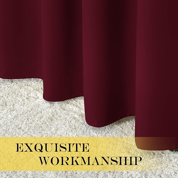 NICETOWN Blackout Room Divider Curtains 84 inch Length, Grommet Energy Saving Thermal Drapes Sound Reducing Window Treatments for Living Room/Bedroom, W100 x L84, 1 Panel, Wine Red - Image 7