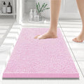 Smiry Luxury Chenille Bathroom Rugs 24x16, Extra Soft and Absorbent Shaggy Bath Mat, Machine Washable, Non-Slip Plush Carpet Runner for Tub, Shower, and Floor, Home Decor Accessories, Pink by Smiry