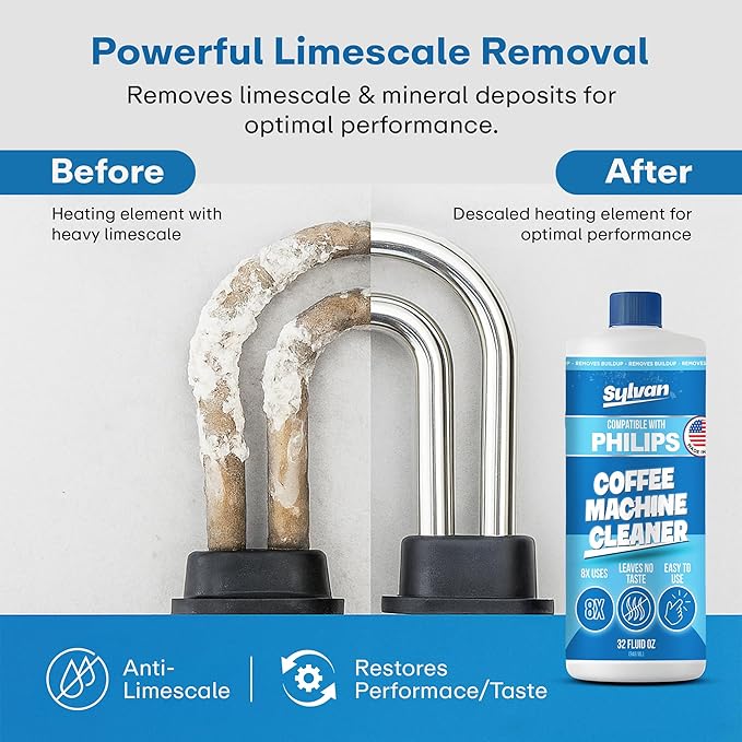 Descaling Solution Compatible with Philips Saeco | Free Cleaning Cloth | 12 Month Supply | Made in the USA | Descaler for Philips Machines | 32 Oz | Coffee Machine Cleaner and Decalcifier - Image 4