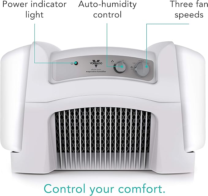 Vornado Evap40 4-Gallon Evaporative Humidifier, Adjustable Humidistat, 3 Speed Settings, Coverage up to 1,000 sqft, 4-Gallon Output (24 Hrs), Dual Tank, Perfect for Home, Bedroom, and Large Spaces - Image 3