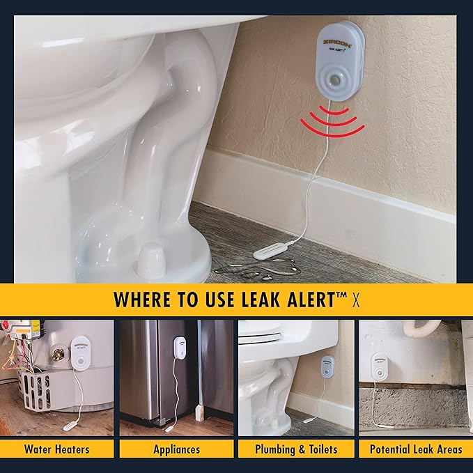 Zircon Leak Alert X – Smart Electronic Water Detector with 9.8 ft Cable – Email, Audio, & Visual Alerts, Battery Included,White - Image 4