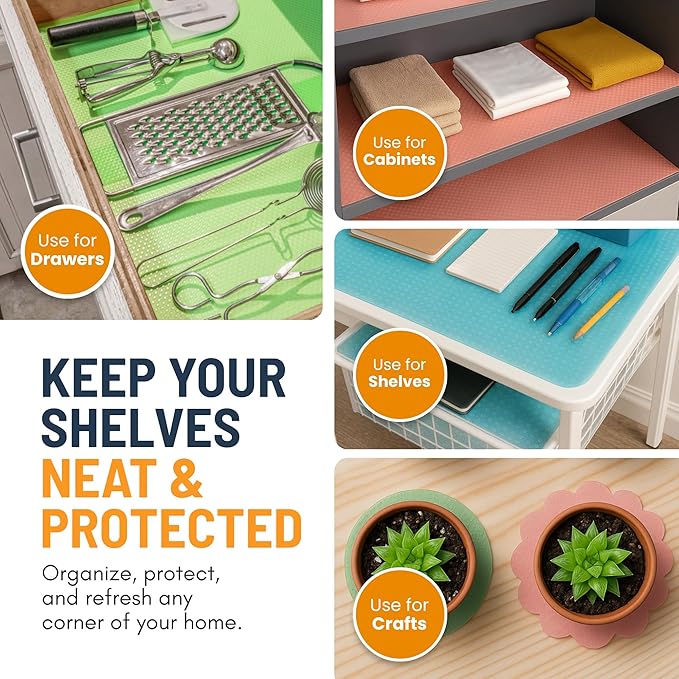 Refrigerator Liners for Shelves (8 Pack) by Linda’s Essentials - Non-Adhesive Shelf or Drawer Liner, BPA-Free Fridge Mats for Kitchen & Cabinets, Easy to Clean, Ideal Household Essentials(Multi Color) - Image 7