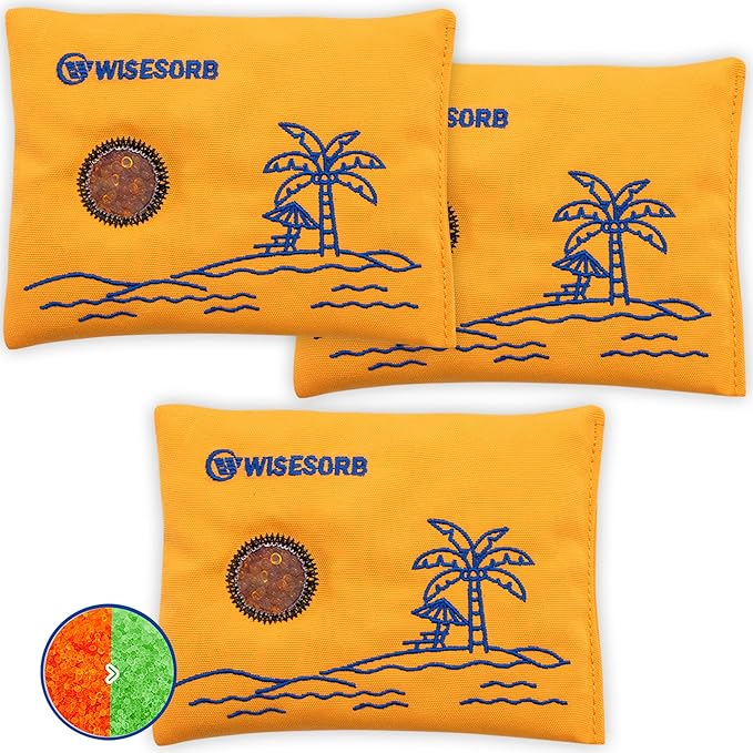 200G x 3PCS Rechargeable Desiccant Packs for Storage, Reusable Dehumidifier Bags Color Indicating Silica Gel Desiccant Packets Moisture Absorbers for Safe Luggage 3D Filaments Electronics by Wisesorb