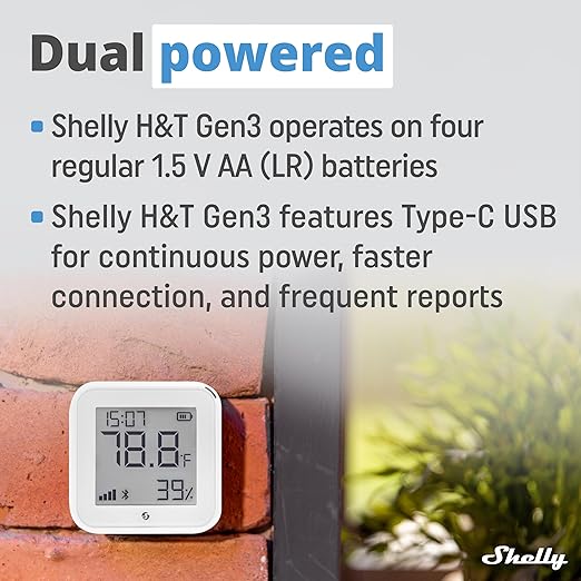 Shelly H&T Gen3 White | Wi-Fi & Bluetooth Smart Temperature & Humidity Sensor with Remote App Control | Smart Scenes | LCD Display - Image 7