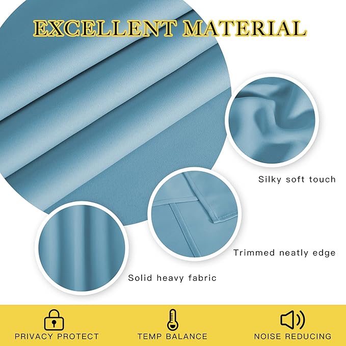 NICETOWN Blackout Sliding Glass Door Curtains, Room Darkening Thermal Insulated Curtains for Living Room Bedroom, Extra Wide Window Drapes, 1 Panel, W80 x L118, Teal Blue - Image 2