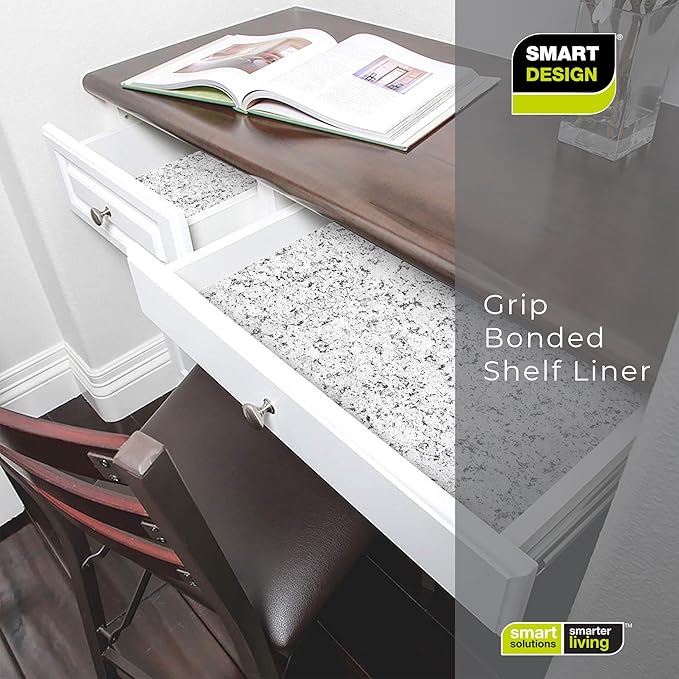 Smart Design Bonded Grip Shelf Liner - 12 Inch x 10 Feet - Non Adhesive, Strong Grip Bottom, Easy Clean Kitchen Drawer, Cabinet, Cupboard Dresser Protector Cover, Non Slip Rubber Mat - Diamond Granite - Image 6