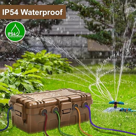 Medium Outdoor Electrical Box (11.6x5.2x4.1 inch), IP54 Waterproof Extension Cord Cover w/ 6 Cable Entry, Weatherproof Connection Box for Power Strip, Plug, Timer, Holiday Lights, Brown - Image 2