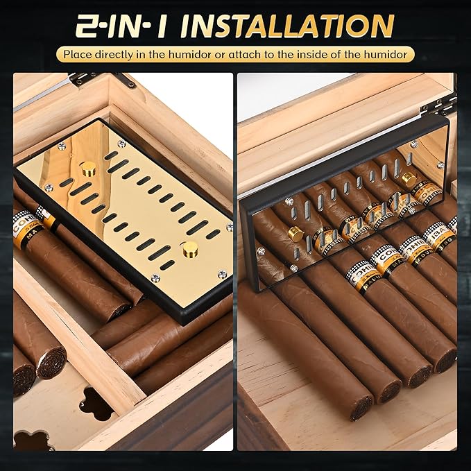 Electroplated Gold Cigar Humidor Humidifier,Slide-Closure Design,Maintains 68-72% Humidity for 50-150 Cigars,Premium Moisture Control & Travel-Friendly - Image 4