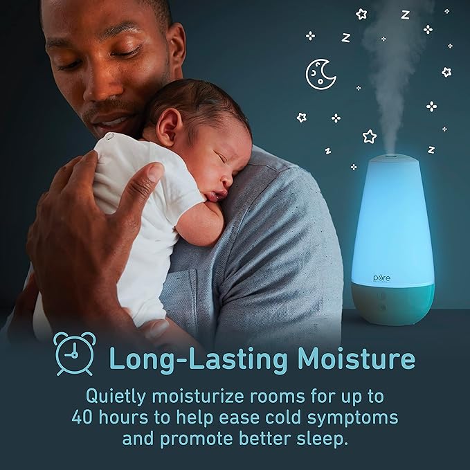 Pure Enrichment® PureBaby® 3-in-1 Whisper-Quiet Humidifier, Color Changing Night Light, & Essential Oil Diffuser for Baby Nursery & Kids Bedroom to Relieve Congestion, Colds, & Coughs (Whisper Green) - Image 2