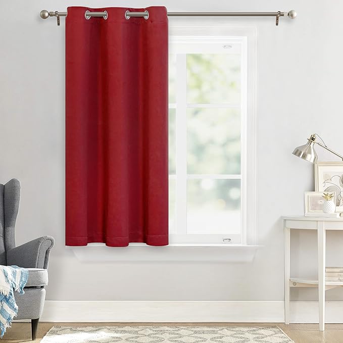 MYSKY HOME Red Blackout Curtains for Bedroom, Grommet Room Darkening Curtain, 54 Inch Long Curtains for Small Windows Thermal Insulated Curtain for Christmas, 1 Curtain Panel, 42 x 54 Inch, Red - Image 7