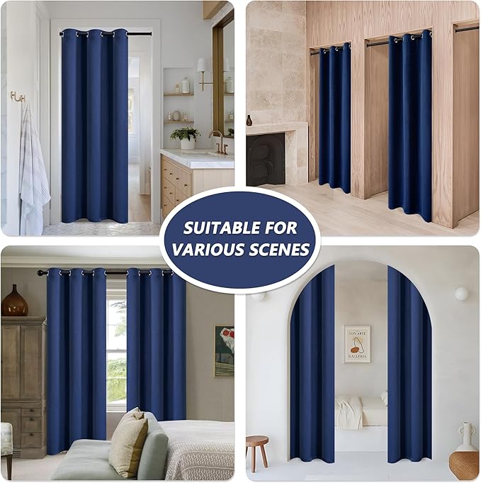 MYSKY HOME Navy Blue Blackout Curtains, 80 x 52 Inch, Grommet, Privacy, Room Darkening, Single Panel, Living Room/Bedroom - Image 6