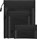Fireproof Waterproof Document Bag 3-Pack Black 2000℉ Money Bag for Cash Passports ID Cards Social Security Card Protector Waterproof Zipper Pouch Fire Proof Bank Bag Document Holder by Unknown