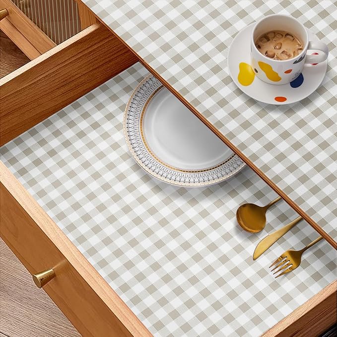 Drawer and Shelf Liner, Non-Slip Kitchen Cabinet Liners Non-Adhesive Thick Strong Grip Waterproof Washable Mats Protect Dresser Shelves Cupboard Bathroom Cabinets, Green Plaid, 12 in X 20 FT - Image 9