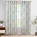 jinchan Linen Blend Curtain Floral Curtains for Living Room 84 Inch Length Blue Printed Curtain Rod Pocket Back Tab Farmhouse Peony Flower Patterned Drapes Bedroom Window Curtains Set 2 Panels by JINCHAN
