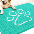 OLANLY Dog Door Mat for Muddy Paws 30x20, Paw Print Design, Absorbs Moisture and Dirt, Absorbent Non-Slip Washable Doormat, Quick Dry Chenille Mud Mat for Dogs, Entry Indoor Entryway Carpet, Teal by OLANLY
