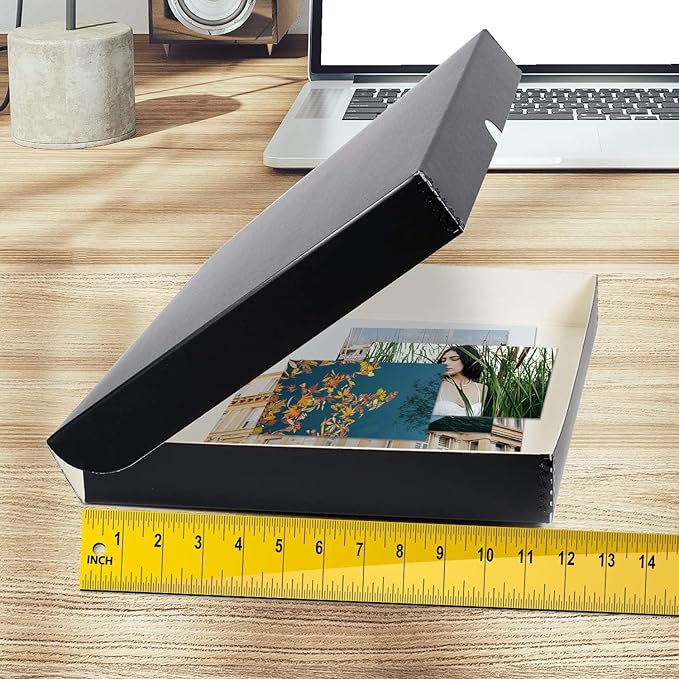 Golden State Art, Archival Folio Storage Box 11x17, Clamshell Design with Metal Edge, Preserve And Store Photos Documents Cards Prints Arts Crafts DIY, Black - Image 3