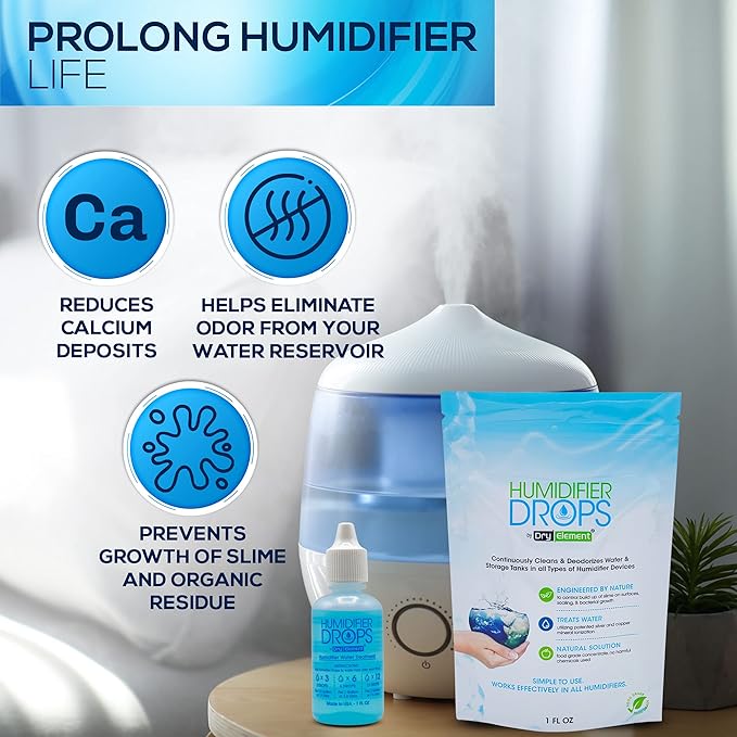 The Original Humidifier Drops - Premium Food Grade Concentrate, Slows Down Residue Accumulation on Surfaces, Minimizes Scaling - Freshens Water in All Humidifier Models, 100+ Day Supply, Made in USA - Image 2