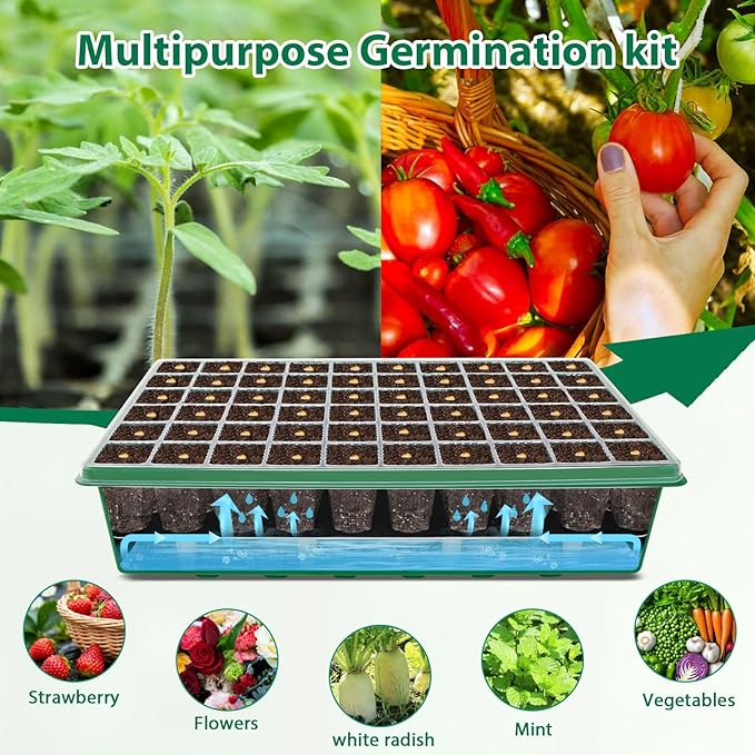 Seed Starter Tray, 60-Cell Self-Watering Seed Starter Kit with Grow Light and 4.07” Humidity Dome, Indoor Plant Starter Trays for Seed Germination & Gardening Supplies - Image 7