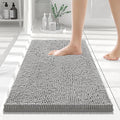 Smiry Luxury Chenille Bathroom Rugs 24x16, Extra Soft and Absorbent Shaggy Bath Mat, Machine Washable, Non-Slip Plush Carpet Runner for Tub, Shower, and Floor, Home Decor Accessories, Light Grey by Smiry