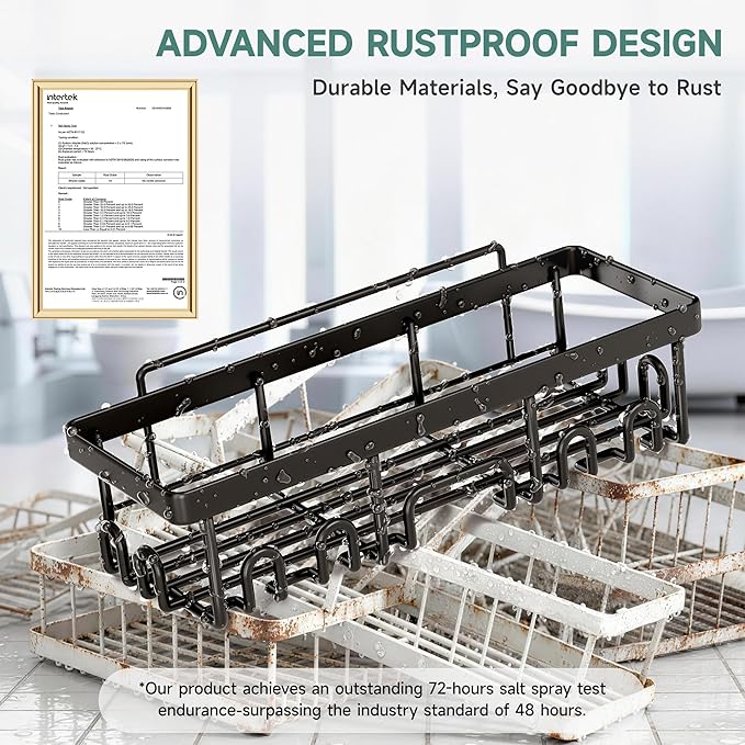 Veken Shower Caddy 6-Pack, Advanced Rustproof Design, No Drilling Adhesive Shelves, Rack with Soap Holder, Large Capacity Bathroom Organizers and Storage, Wall-Mounted Kitchen & Home Decor - Image 4