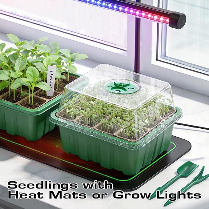 Seed Starter Tray Kit 10 Pack, Seed Starting Trays with Humidity Dome (120 Cells Total), Plant Germination Trays Complete Mini Greenhouse for Seed Growing & Seedlings - Image 6