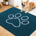 OLANLY Dog Door Mat for Muddy Paws 40x32, Paw Print Design, Absorbs Moisture and Dirt, Absorbent Non-Slip Washable Doormat, Quick Dry Chenille Mud Mat, Entry Indoor Entryway Carpet, Atlantic Blue by OLANLY