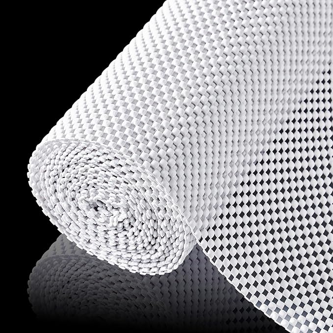 Shelf Liner for Kitchen Cabinet, Drawer Liners Non Slip Non Adhesive Thick Mat, Breathable Dresser Pantry Bathroom Protector, White, 12" x 120" by ALIUNI