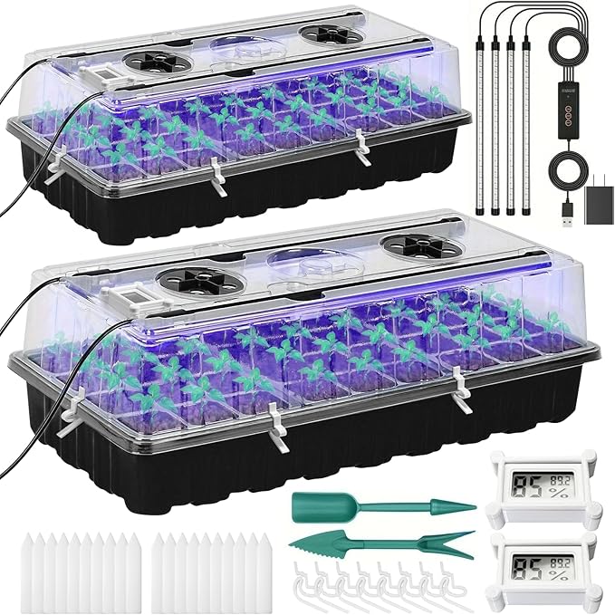 Seed Starter Tray with Grow Light,72-Cell Seed Starter Kit with Magnetic Hygrometer,Seed Germination Kit with Humidity Dome,User-Friendly Plant Germination Trays for Indoor Plants by Yioviru