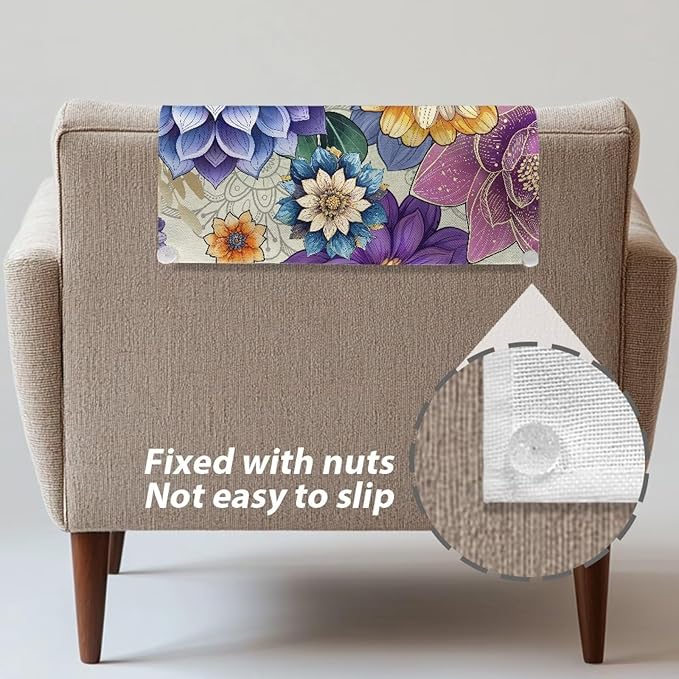 Boho Floral Fashion Headrest Cover for Recliners Elatic Sofa Headrest Covers Wear Resistant Couch Headrest Slipcover Daisy Decor for Loveseats - Image 4