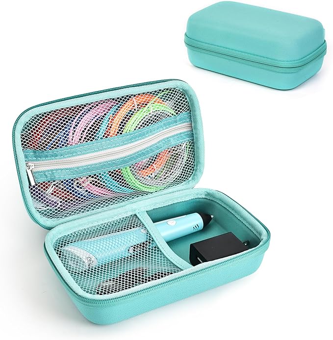 Case Compatible with 3Doodler Start+ Essentials for 3D Pen Set for Kids, Carrying Holder Fit for Printing Pens, Storage Organizer for Printing Filament Refill, Micro-USB Charger (3D-04A-Light Blue) by TATAVR