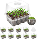 MIXC Seed Starter Tray with Elevated Lid, 120 Cells Seed Starter Kit with Adjustable Humidity Dome, Drainage Hole, Clear Heightened Lids for Indoor Outdoor Greenhouse Gardens, 10 Pack, Transparent by MIXC
