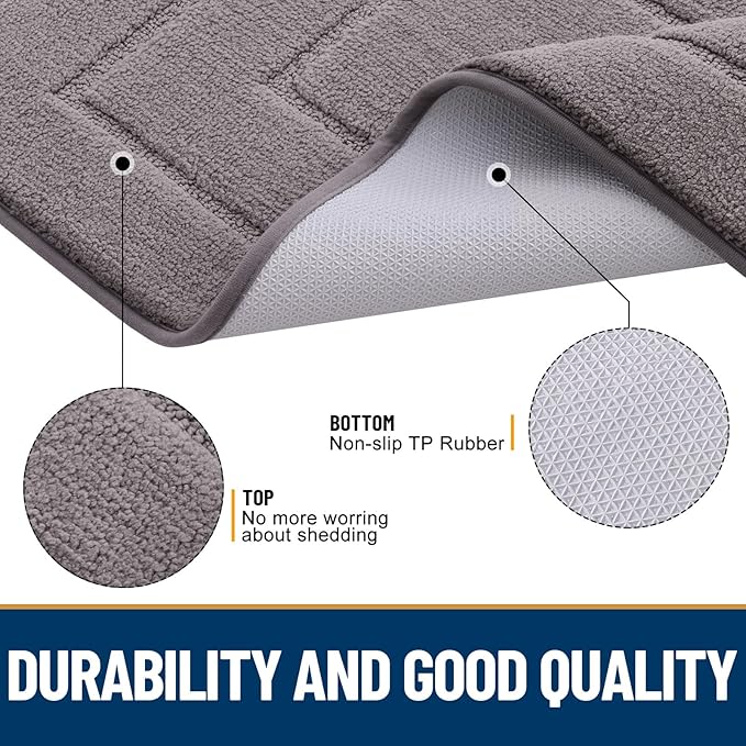 Smiry Dog Door Mat for Muddy Paws, Absorbs Moisture and Dirt, Low-Profile Entryway Mat with Non-Slip Backing, Entry Indoor Outdoor Doormat for Inside Floor (30x20 Inches, Grey, Bordered) - Image 3