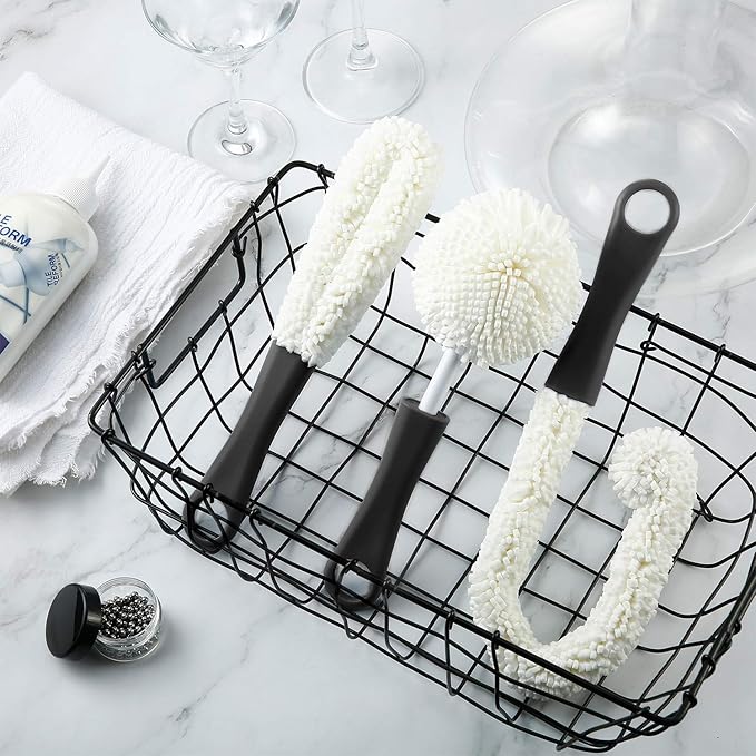 Boao 3 Pcs Decanter Cleaning Brush Wine Glass Decanter Flexible Bottle Brush Set with Cleaning Beads Household Tools for Bottle Goblets Glasses Cups(Black) - Image 7