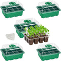 Bonviee 5-Pack Seed Starter Trays, Seed Starter Kit with Adjustable Humidity Dome and Base Indoor Greenhouse Mini Propagator for Seeds Growing Starting (12 Cells Per Tray, Green) by BonvieeDirect