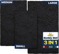 Muddy Mat® Pack of 3 Highly Absorbent Microfiber Dog Door Mat and Pet Rug, Non Slip Thick Washable Area Mat Soft Chenille for Kitchen Bathroom Bedroom and Outdoor - Black Small, Medium & Large by MuddyMat%C2%AE