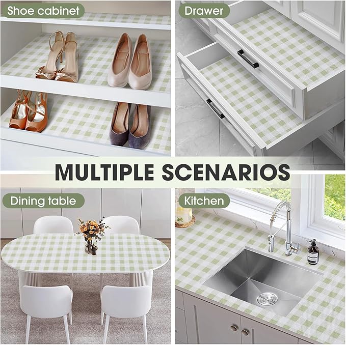 Drawer and Shelf Liner, Non-Slip Kitchen Cabinet Liners Non-Adhesive Thick Strong Grip Waterproof Washable Mats Protect Dresser Shelves Cupboard Bathroom Cabinets, Sage Green, 18 in X 20 FT - Image 9