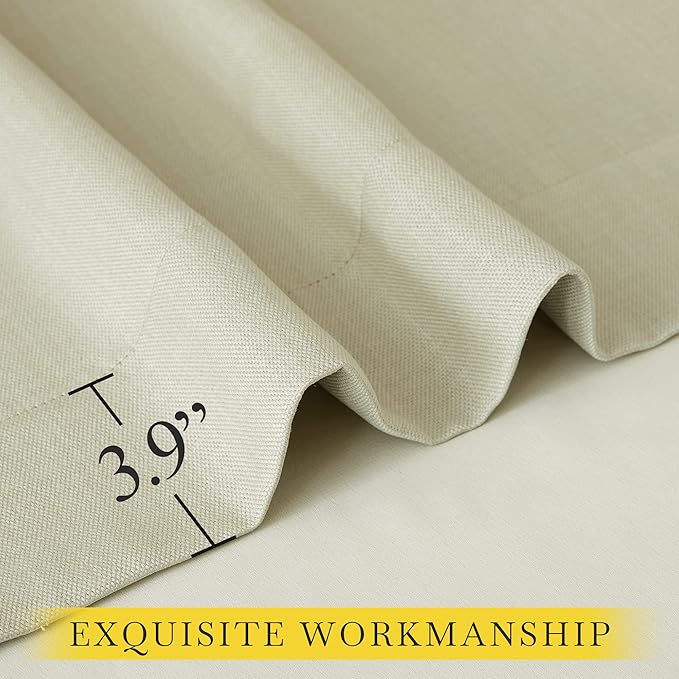 NICETOWN Room Darkening Living Room Curtains 96 inches Long, Pinch Pleated Curtains Faux Linen Blend Light Blocking Noise Canceling Drapes for Bedroom, Linen Beige, W52 x L96, 2 Panels - Image 7