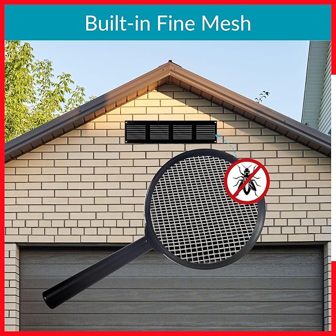 14x2 Vent Cover (Duct Opening) - Black HVAC Return Air Grille for Wall and Ceiling - Metal AC Vent Cover with Mesh - Rectangular Ventilation Register - External Dimensions: 15.75" W x 3.94" H - Image 5