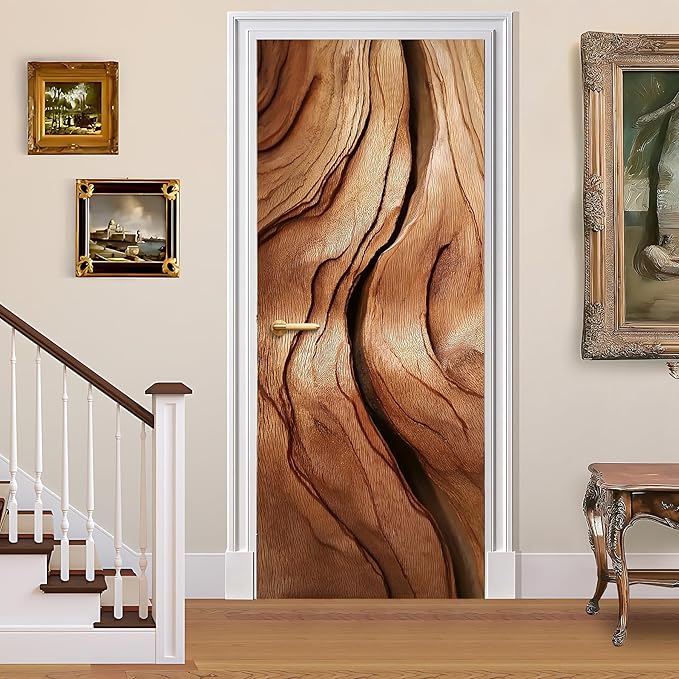 3D Door Decals Stickers, Peel Stick Wall Murals Vinyl Wallpaper Self-Adhesive Mural Door Covers Decorative for Furniture Home Decor Wrinkle-Resistant Waterproof by BVBOX