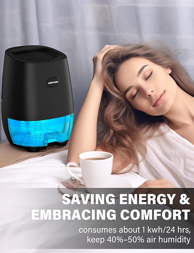 Dehumidifiers for Home, 35oz Small Dehumidifier for Bathroom (300sq.ft) with Auto-off, Sleep Mode, 7 Colors Night Light, Quiet Portable dehumidifier for Bedroom, RV, Closet, Office - Image 4